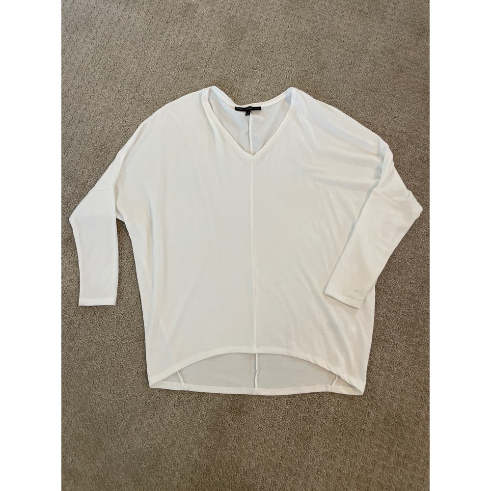 White House Black Market White V-Neck Dolman Tunic Top L